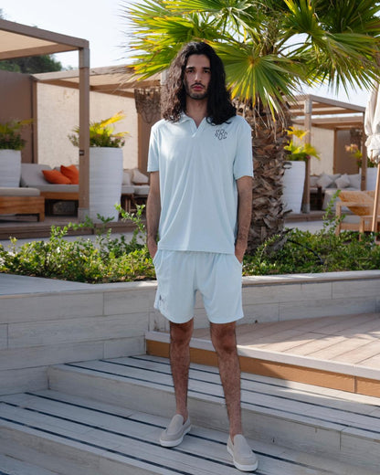 Men cotton terry swimwear and loungwear set