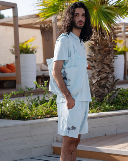 Men cotton terry swimwear and loungwear set